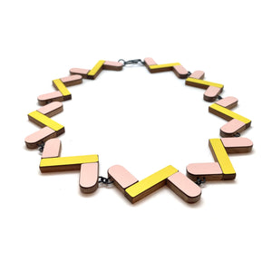 Pink and Yellow Geometric Necklace-Necklaces-Karen Vanmol-Pistachios