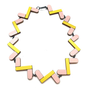 Pink and Yellow Geometric Necklace-Necklaces-Karen Vanmol-Pistachios