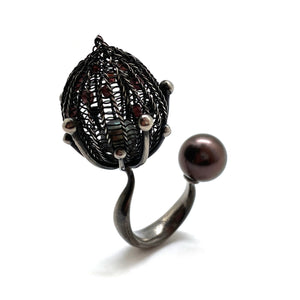 Pointed Crochet Pearl Ring-Rings-Sowon Joo-Pistachios