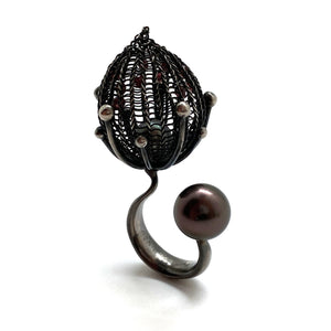 Pointed Crochet Pearl Ring-Rings-Sowon Joo-Pistachios