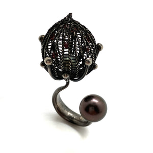 Pointed Crochet Pearl Ring-Rings-Sowon Joo-Pistachios