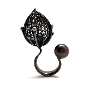 Pointed Crochet Pearl Ring