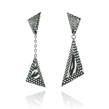 Pop Art Asymmetrical Double Triangle Drop Earrings