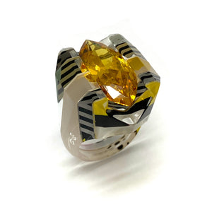 Pop Art Citrine Sculpted Cocktail Ring-Rings-Jennifer Merchant-Pistachios