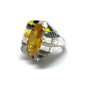 Pop Art Citrine Sculpted Cocktail Ring-Rings-Jennifer Merchant-Pistachios