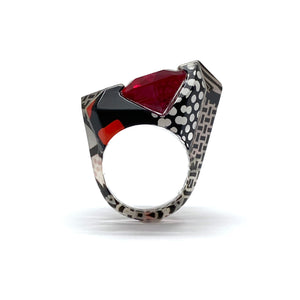 Pop Art Ruby Sculpted Cocktail Ring-Rings-Jennifer Merchant-Pistachios
