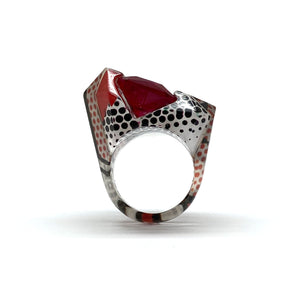Pop Art Ruby Sculpted Cocktail Ring-Rings-Jennifer Merchant-Pistachios