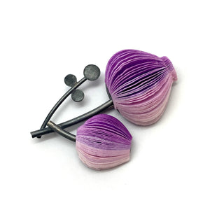 Purple Double Flower Brooch-Pins-Naoko Yoshizawa-Pistachios