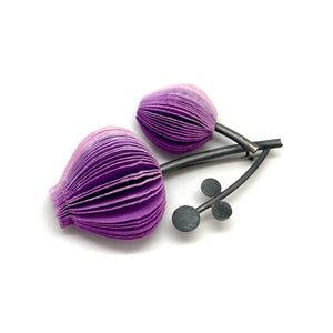 Purple Double Flower Brooch-Pins-Naoko Yoshizawa-Pistachios
