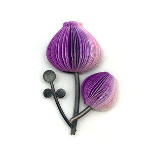 Purple Double Flower Brooch-Pins-Naoko Yoshizawa-Pistachios