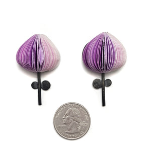 Purple Flower Paper Earrings-Earrings-Naoko Yoshizawa-Pistachios