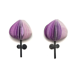 Purple Flower Paper Earrings-Earrings-Naoko Yoshizawa-Pistachios