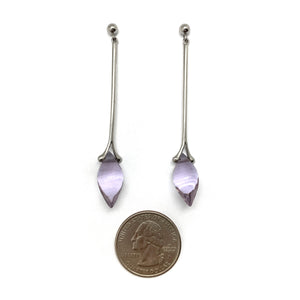 Purple Quartz Droplet Earrings-Earrings-Sowon Joo-Pistachios