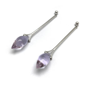 Purple Quartz Droplet Earrings-Earrings-Sowon Joo-Pistachios