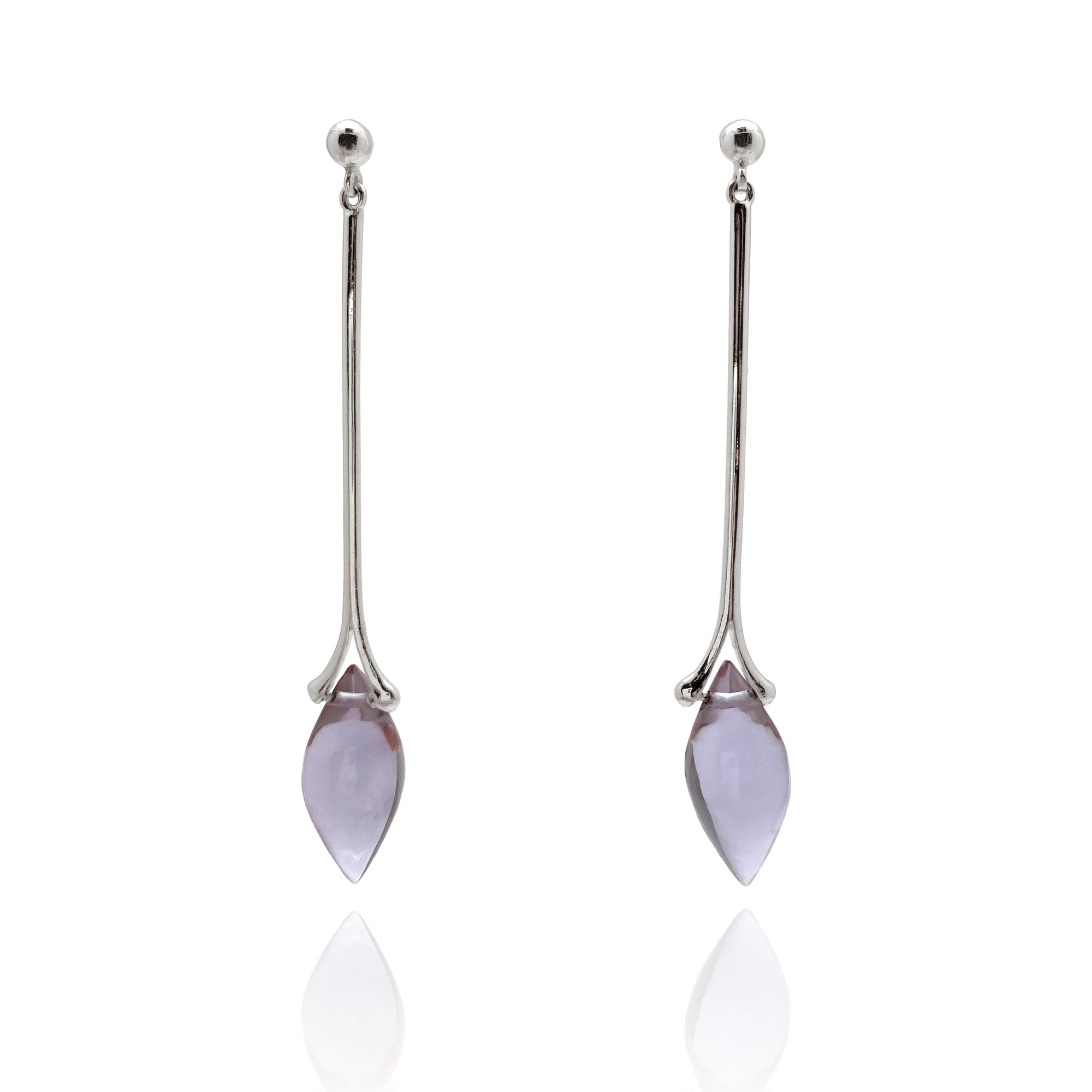 Purple Quartz Droplet Earrings-Earrings-Sowon Joo-Pistachios