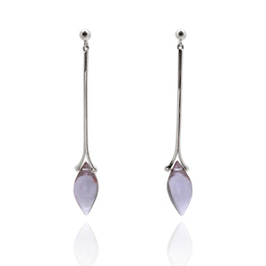 Purple Quartz Droplet Earrings-Earrings-Sowon Joo-Pistachios