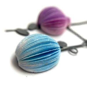 Purple and Blue Double Flower Necklace-Necklaces-Naoko Yoshizawa-Pistachios