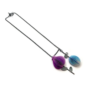 Purple and Blue Double Flower Necklace-Necklaces-Naoko Yoshizawa-Pistachios