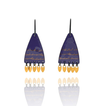 Purple and Gold Enamel Earrings
