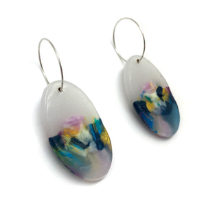 Purple and Gold Oval Earrings-Earrings-Asami Watanabe-Pistachios