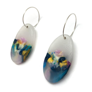 Purple and Gold Oval Earrings-Earrings-Asami Watanabe-Pistachios
