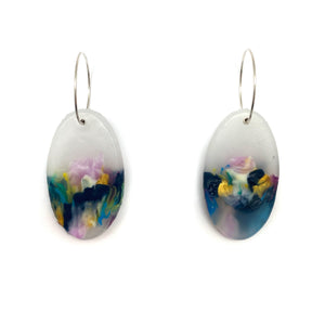 Purple and Gold Oval Earrings-Earrings-Asami Watanabe-Pistachios