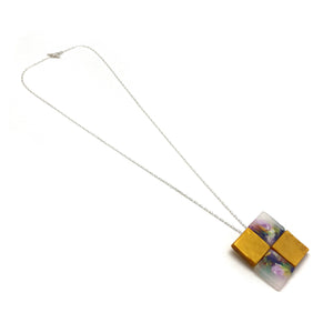 Purple and Gold Squares Pendant Necklace-Necklaces-Asami Watanabe-Pistachios
