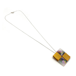Purple and Gold Squares Pendant Necklace-Necklaces-Asami Watanabe-Pistachios
