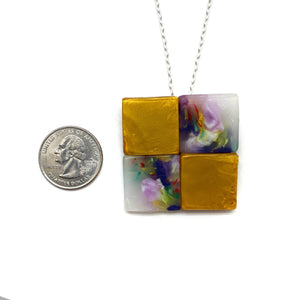 Purple and Gold Squares Pendant Necklace-Necklaces-Asami Watanabe-Pistachios