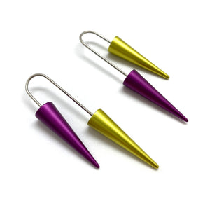 Purple and Green Cone Earrings