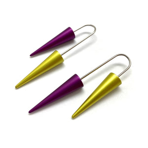 Purple and Green Cone Earrings