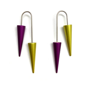 Purple and Green Cone Earrings