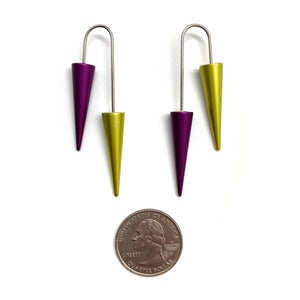 Purple and Green Cone Earrings