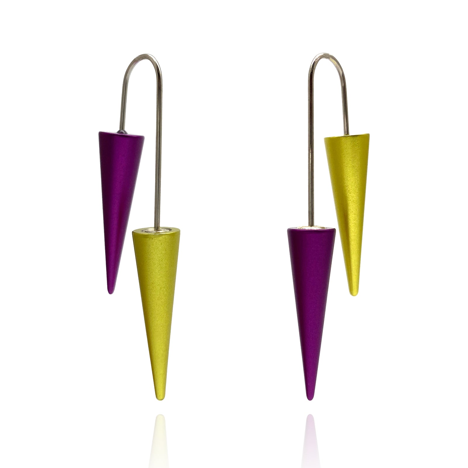 Purple and Green Cone Earrings