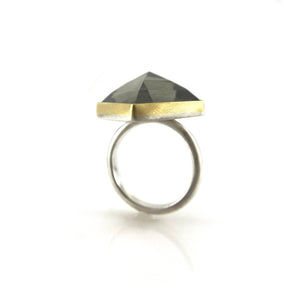 Pyrite and Quartz Gem Ring-Rings-Heather Guidero-Pistachios