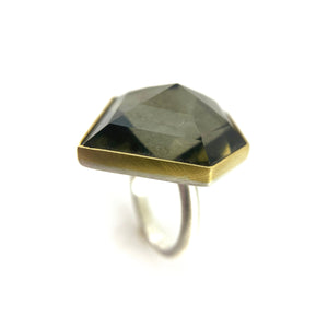 Pyrite and Quartz Gem Ring-Rings-Heather Guidero-Pistachios