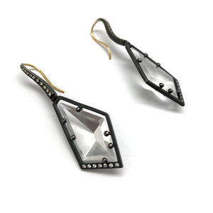 Quartz and Diamond Earrings-Earrings-Elizabeth Garvin-Pistachios