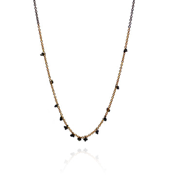 Raw Diamond and Gold Necklace