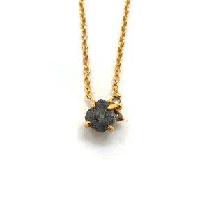 Raw Diamond and Gold Prong Necklace-Necklaces-Amit Mangal-Pistachios