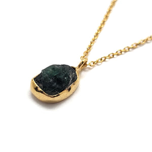 Raw Emerald Bezel Pendant-Necklaces-Julia Cabral-Pistachios
