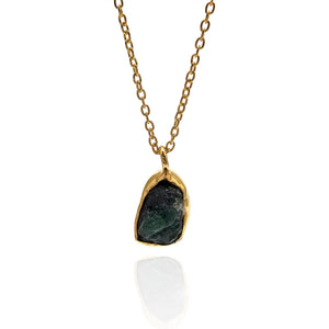 Raw Emerald Bezel Pendant-Necklaces-Julia Cabral-Pistachios