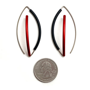 Red & Black 3D Bow Earrings - Round Tubing-Earrings-Ursula Muller-Pistachios