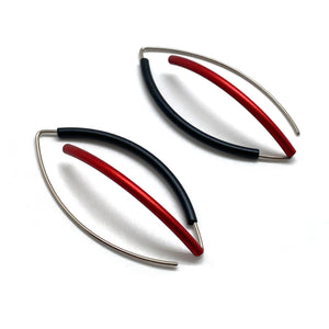 Red & Black 3D Bow Earrings - Round Tubing-Earrings-Ursula Muller-Pistachios