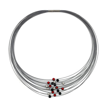 Red, Black and Silver Necklace