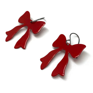 Red Bow Dangle Earrings-Earrings-Ashley Buchanan-Pistachios