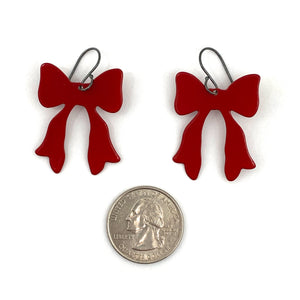 Red Bow Dangle Earrings-Earrings-Ashley Buchanan-Pistachios