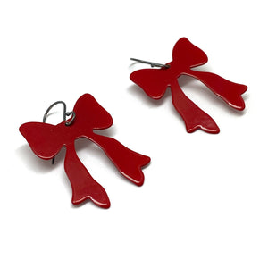 Red Bow Dangle Earrings-Earrings-Ashley Buchanan-Pistachios