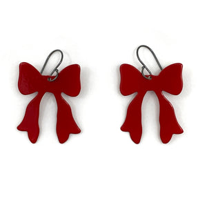 Red Bow Dangle Earrings-Earrings-Ashley Buchanan-Pistachios