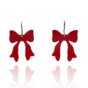 Red Bow Dangle Earrings-Earrings-Ashley Buchanan-Pistachios