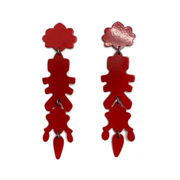 Red Chandelier Drop Earrings